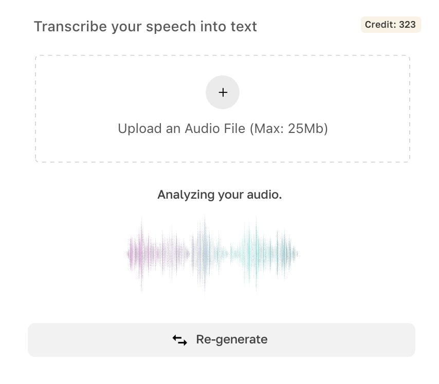 Ladda upp, analysera, generera.